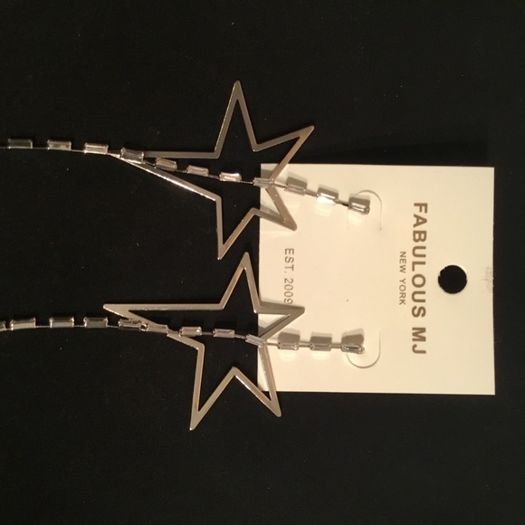 Star crystal drop pierced earrings - Picture 2 of 4